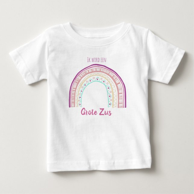Camiseta Ik word een grote zus met getekend regenboog (Frente)