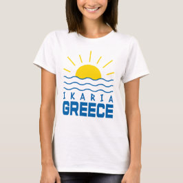 Camiseta Ikaria Grécia Sol e Ondas Marítimas Mulheres