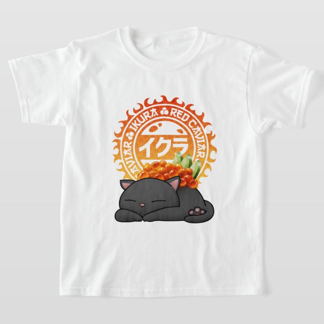 Camiseta Ikura Salmon Roe Sushi Cat (Postura )
