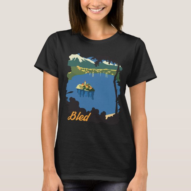 Camiseta Ilha Aérea do Lago Bled Viagem Verde (Frente)