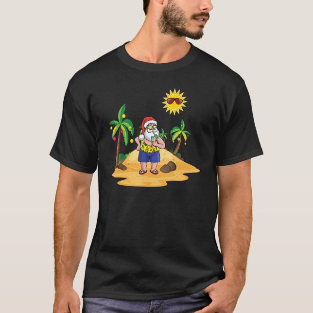 Camiseta Ilha Beach Julho Papais noeis De Natal A Refrigera (Frente)
