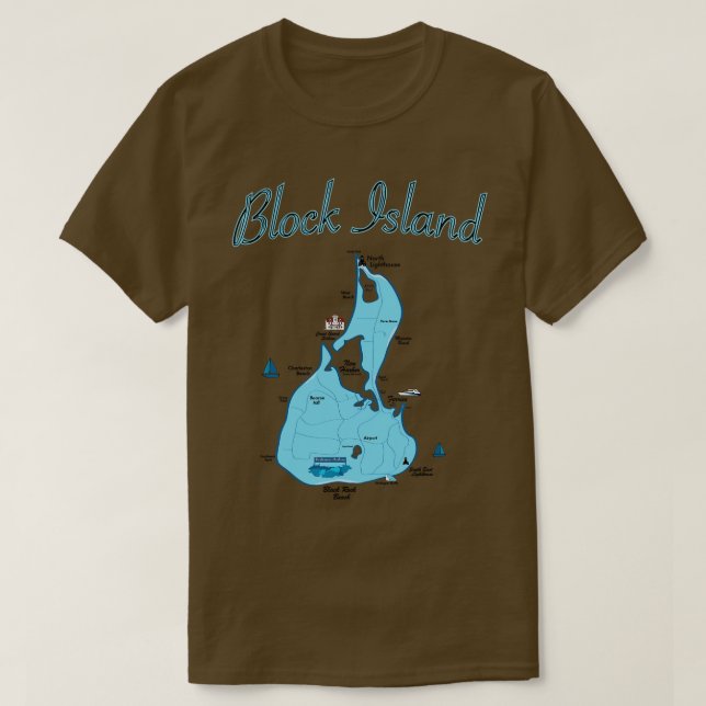 Camiseta Ilha Block Map Rhode Island (Frente do Design)
