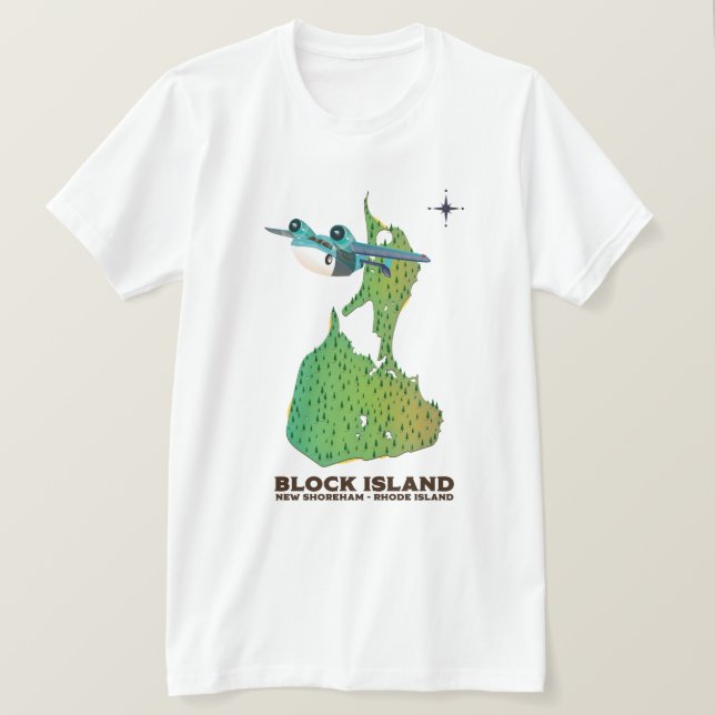Camiseta ilha Block New Shoreham, Rhode Island (Frente do Design)