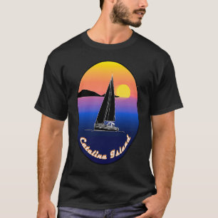 Camiseta Ilha Catalina A Navegar Impressa Na Frente