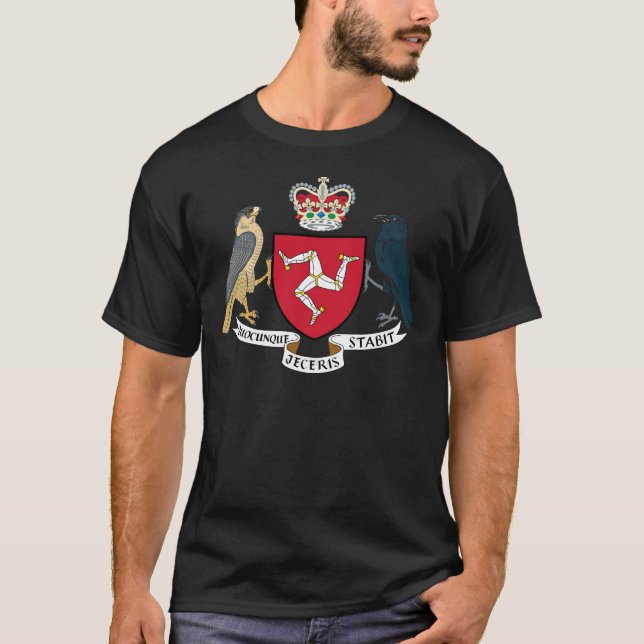 Camiseta Ilha da brasão do homem - emblema Manx (Frente)