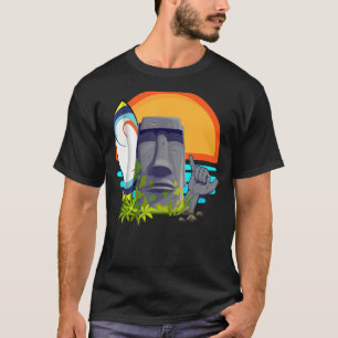 Camiseta Ilha da Páscoa de Surfe Rapa Nui Moai Estátua Shak
