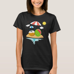 Camiseta Ilha de Férias de Verão, Coco, Fruta tropical
