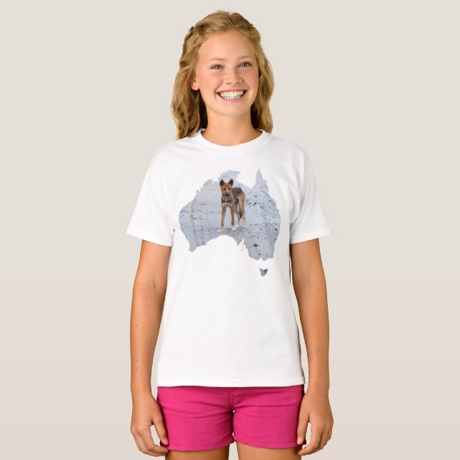 Camiseta Ilha de Fraser do Dingo de Forma Detalhada da Aust (Frente Completa)