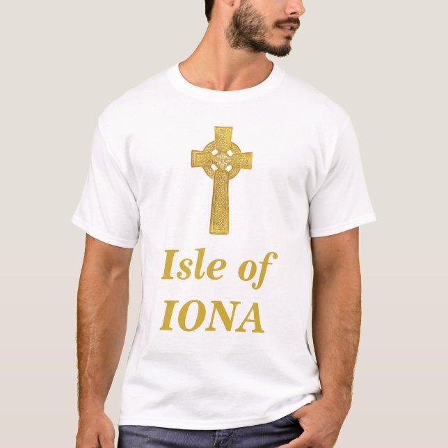 Camiseta Ilha de Iona Celtic Cross (Frente)