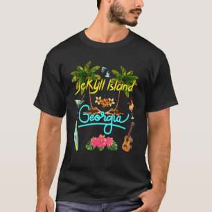 Camiseta Ilha de Jekyll Georgia Beach Summer Palm Sun Set P