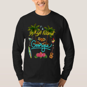 Camiseta Ilha de Jekyll Georgia Beach Summer Palm Sun Set P