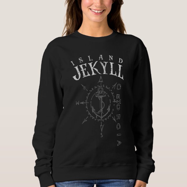 Camiseta Ilha de Jekyll Souvenir Compass Rosa náutico Saili (Frente)