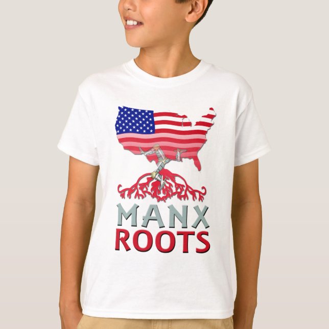 Camiseta Ilha de Man Manx American Kids Tee (Frente)