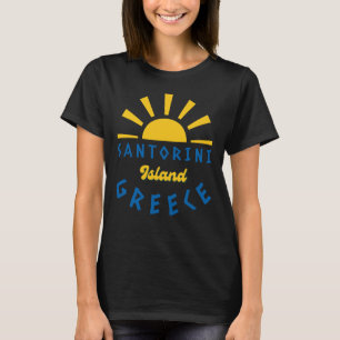 Camiseta Ilha de Santorini, Grécia - Sunshine Mulher Preta