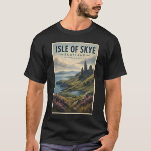 Camiseta Ilha de Skye Escócia Paisagem Viagem Arte Retro