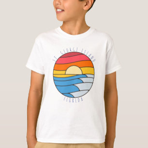 Camiseta Ilha de St. George Flórida Pôr do Sol Vintage Prai