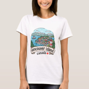 Camiseta Ilha de Vancouver Canadá Linda Linha do Horizonte