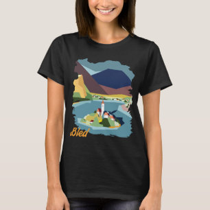 Camiseta Ilha do Lago Bled Montanha Viagem Retro