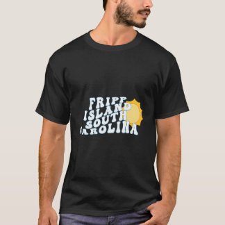 Camiseta Ilha Fripp Carolina do Sul Sc Retro Wavy Vacy