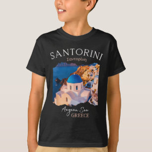 Camiseta Ilha Grega Santorini Grécia Oia Village Azul Chu