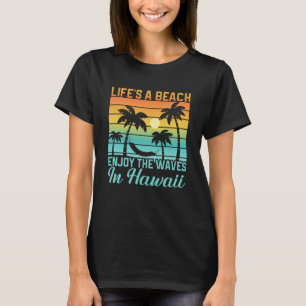 Camiseta Ilha Havaí de ondas de praia solar e palmeiras 4