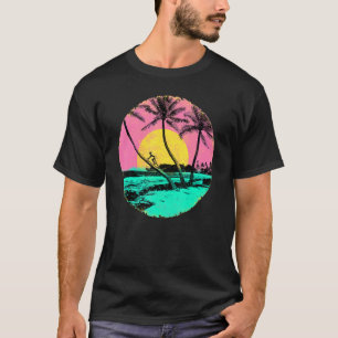 Camiseta Ilha Hawaii Beach Palm Tree Retro