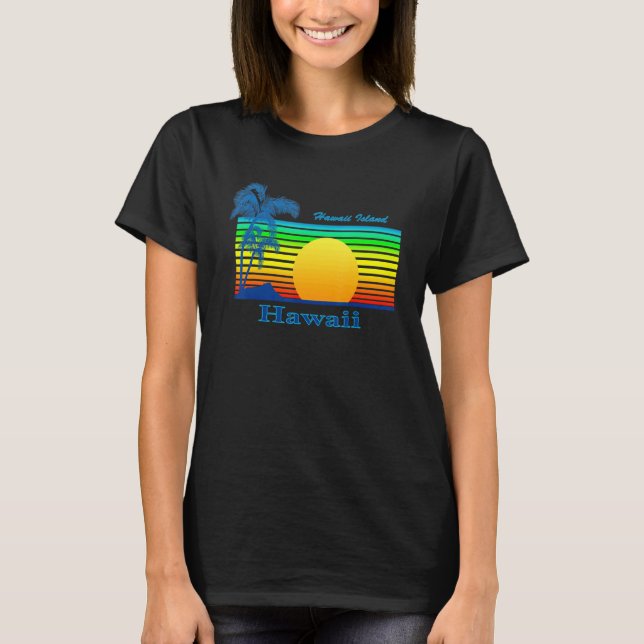 Camiseta Ilha Hawaii Retro Tropical Beach Sunset (Frente)