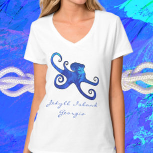 Camiseta Ilha Jekyll GA Ocean Blue Octopus
