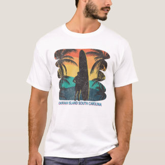 Camiseta Ilha Kiawah Carolina do Sul Sc Palm Tree Surfboar