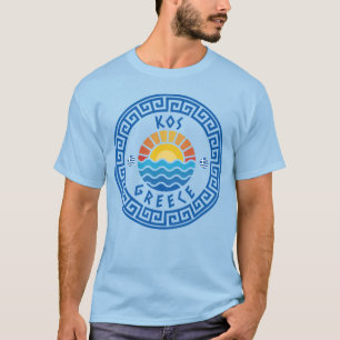 Camiseta Ilha KOS, Grécia - Homens Azuis Claro