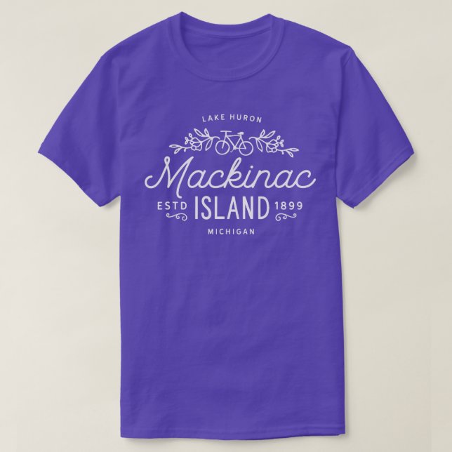Camiseta Ilha Mackinac Michigan Bicicleta Souvenir (Frente do Design)