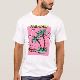 Camiseta Ilha Paraíso com pôr do sol
