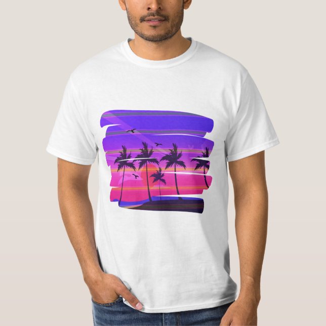 Camiseta Ilha, praia e palmeira (Frente)