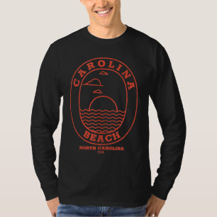 Camiseta Ilha Roanoke NC Férias de Verão Oval Sol Nascente