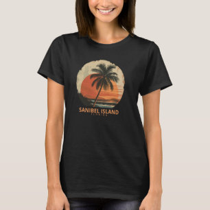 Camiseta Ilha Sanibel FL Florida Palm Trees Sunset Beach