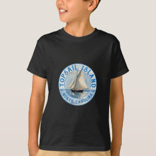 Camiseta Ilha Topsail Carolina do Norte Desenho de veleiro