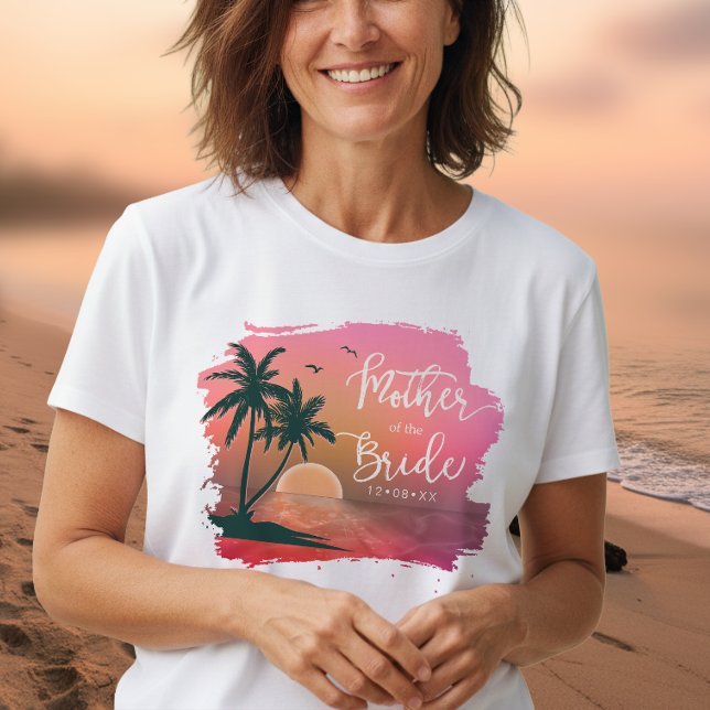 Camiseta Ilha Tropical Mãe da Noiva Rosa ID581 (Criador carregado)