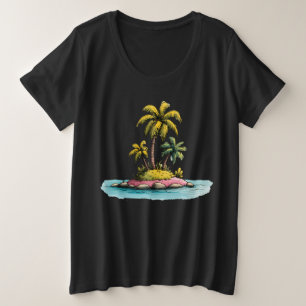 Camiseta Ilha Tropical Vibes Palm Tree Graphic T Shirt