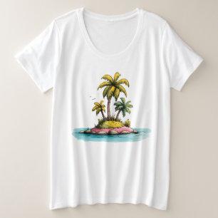 Camiseta Ilha Tropical Vibes Palm Tree Graphic T Shirt