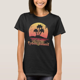 Camiseta Ilha Tybee Geórgia Pôr do Sol Mar Praia Retro