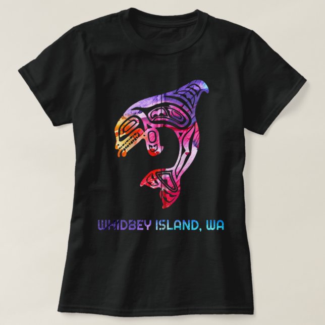 Camiseta Ilha Whidbey Washington Native American Orca Kil (Frente do Design)