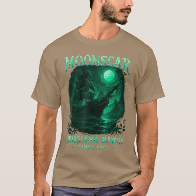Camiseta Ilha Zombie Ilha da Lua Desenho retrô Halloween (Frente)