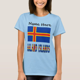 Camiseta Ilhas Aaland e Ilhas Ålander Flag Personalizadas W