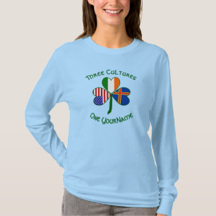 Camiseta Ilhas Åland EUA Bandeiras Irlanda Trevo Pessoal