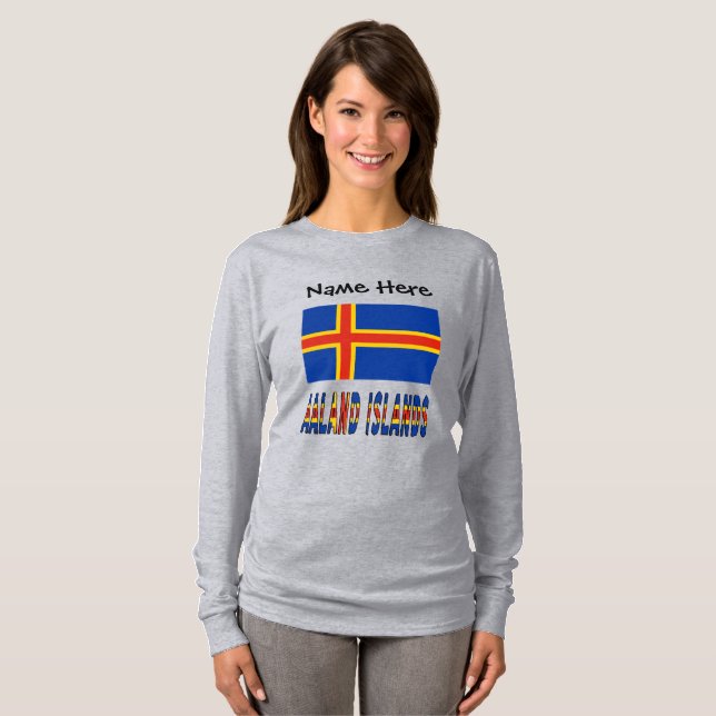 Camiseta Ilhas Ashland Ålander Bandeira Personalizada  (Frente Completa)