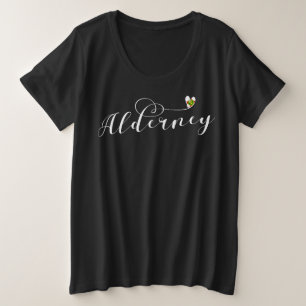 Camiseta Ilhas do Canal, Alderney Flag Heart