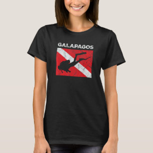 Camiseta Ilhas Galápagos Retro Scuba Dive Bandeira de Mergu