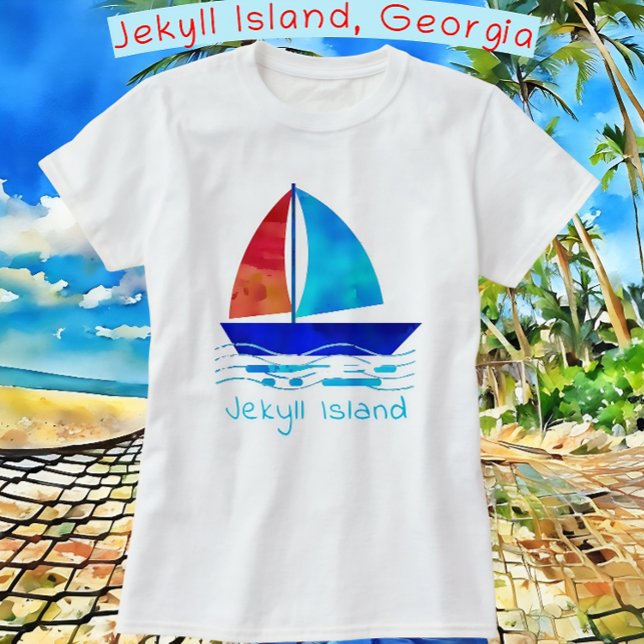 Camiseta Ilhas Jekyll Georgia Vacinação Watercolor (Criador carregado)