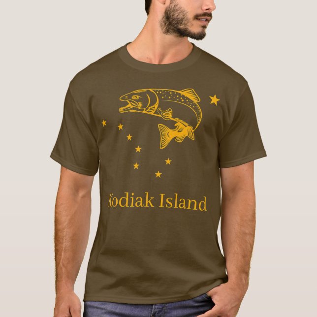 Camiseta Ilhas Kodiak Salmon - Estado do Alasca - Pesca (Frente)