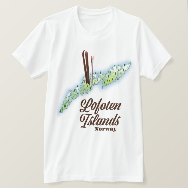 Camiseta Ilhas Lofoten, poster de esqui na Noruega. (Frente do Design)
